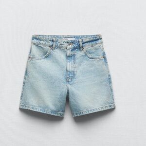 Zara High-Waisted Mom Fit Denim Shorts